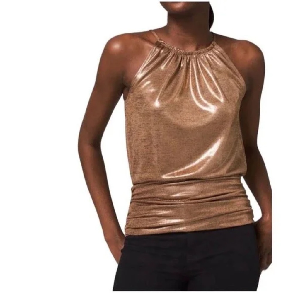 White House Black Market Womens M Metallic Copper Bronze Sleeveless Top - LARGE